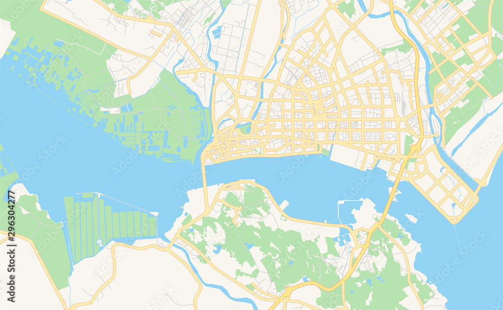 Obraz premium Printable street map of Shantou, China