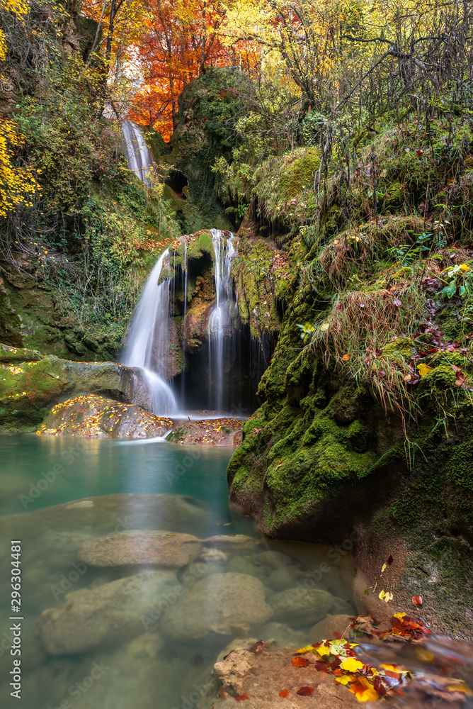 Fototapeta Source of Urederra river in Urbasa mountain range, Navarre, Spain