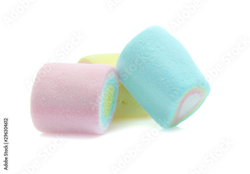 colorful marshmallows candy isolated on white background