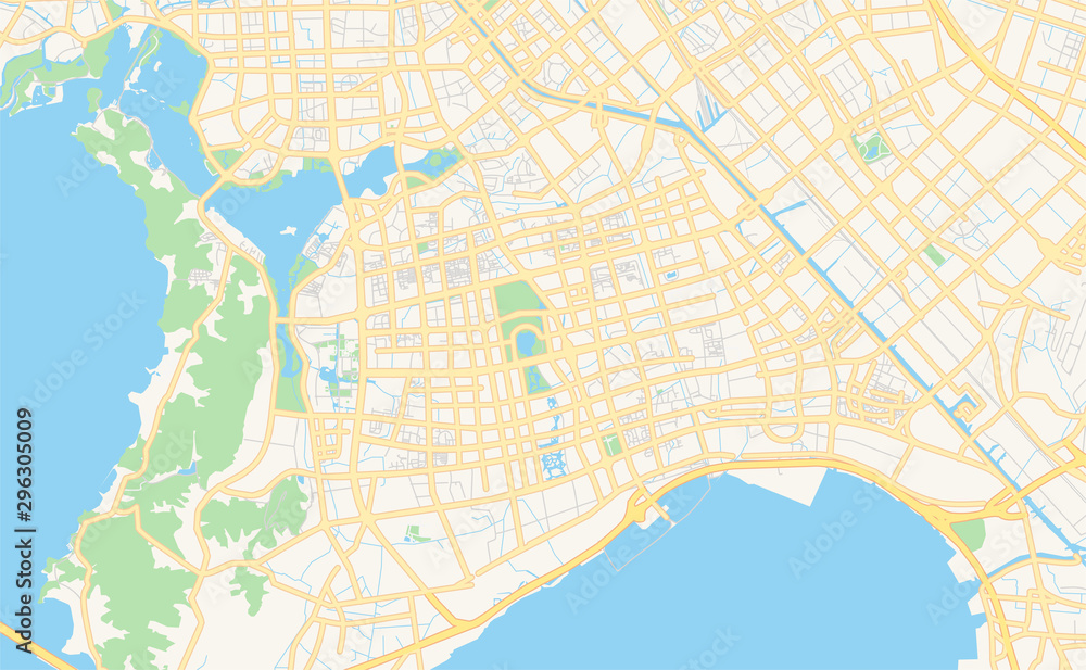 Fototapeta premium Printable street map of Wuxi, China