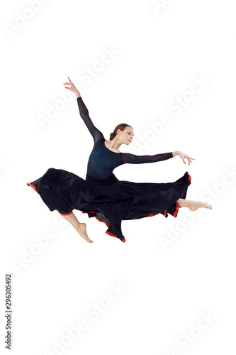 Actress Russian ballet,young ballet dancer performing complex elements on a white background ,awesome dance event demonstration 