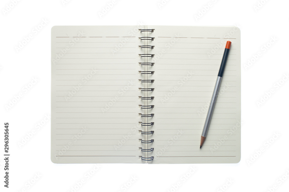 blank notebook paper and pencil on white background blank notebook paper and pencil on white background