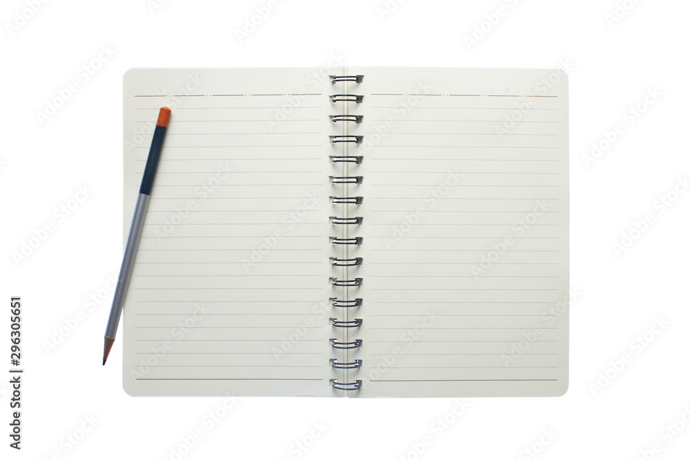 blank notebook paper and pencil on white background blank notebook paper and pencil on white background