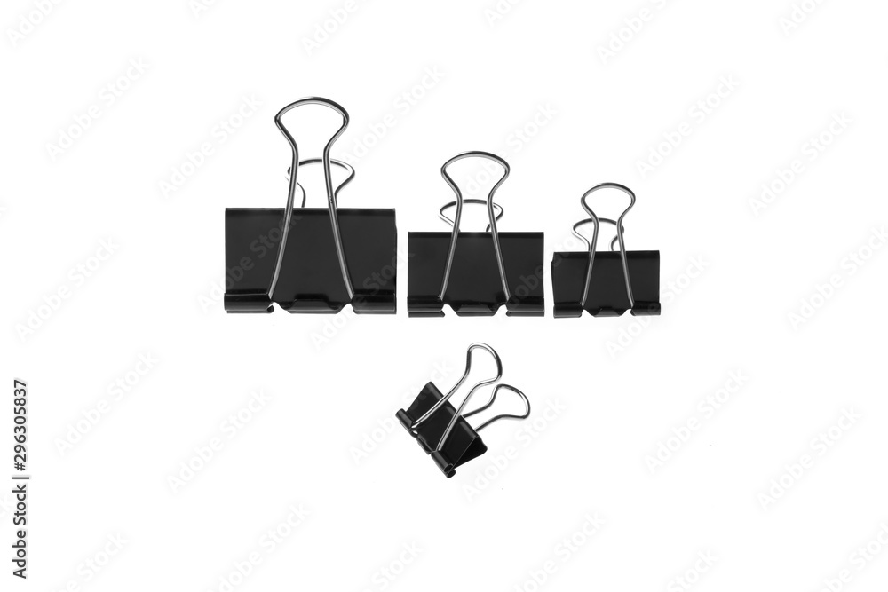 Black paper binder clip isolated on white background Black paper binder clip isolated on white background
