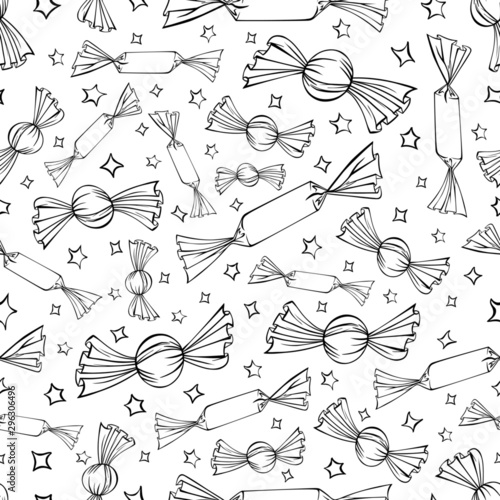 candy pattern holiday birthday new year vector background wallpaper coloring book doodle graphics sketch stroke