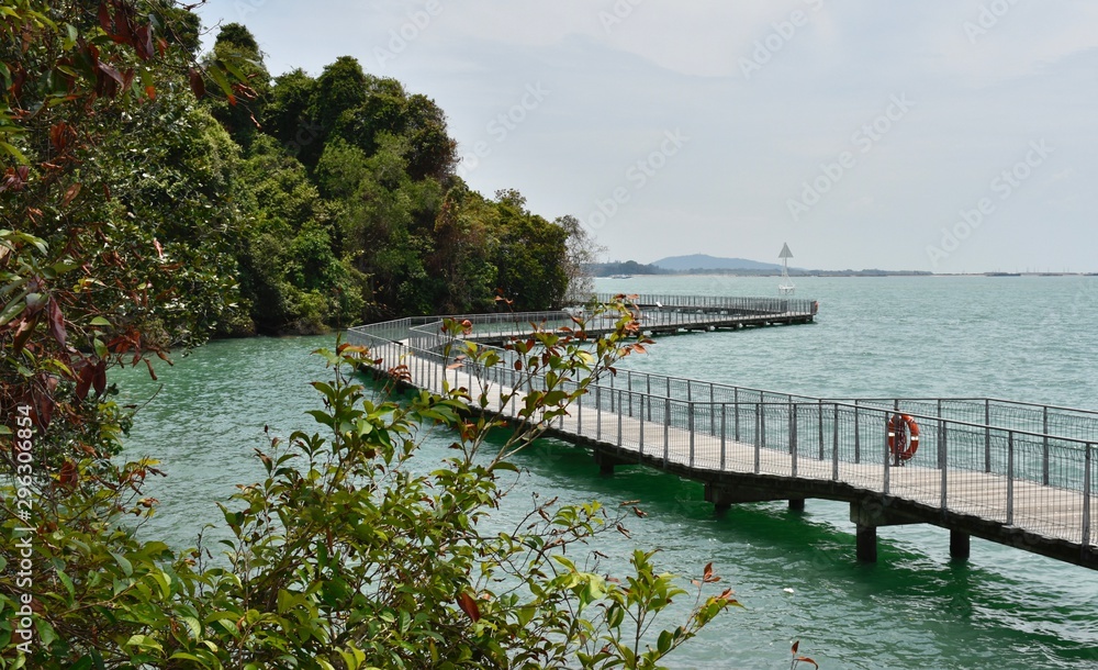 Beautiful boardwalk on Singapore island: Pulau Ubin Chek Jawa Boardwalk