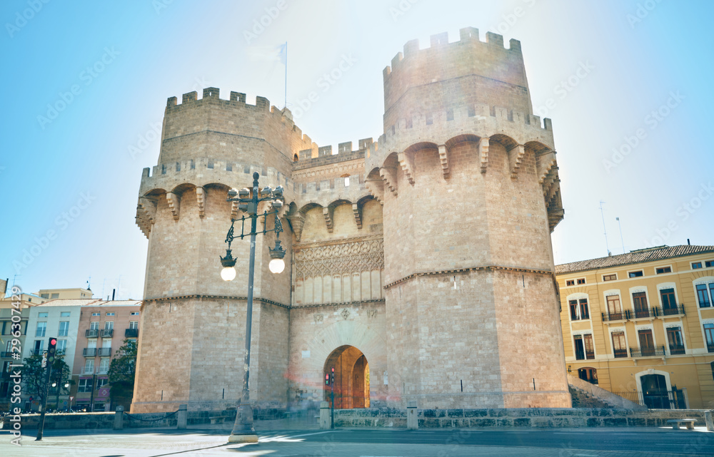 Valencia Torres de Serranos . Spain. The Serranos Towers are one of the two fortified gates