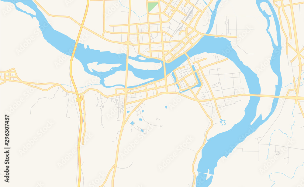 Printable street map of Xiangyang, China