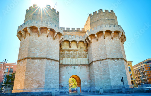 Valencia Torres de Serranos . Spain. The Serranos Towers are one of the two fortified gates