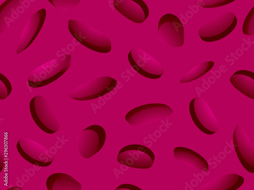 Red blood cells seamless pattern. Blood clot under the microscope, erythrocyte, hemoglobin molecules. Vector illustration