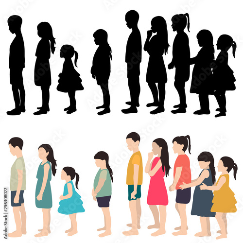 flat style and silhouette children are standing