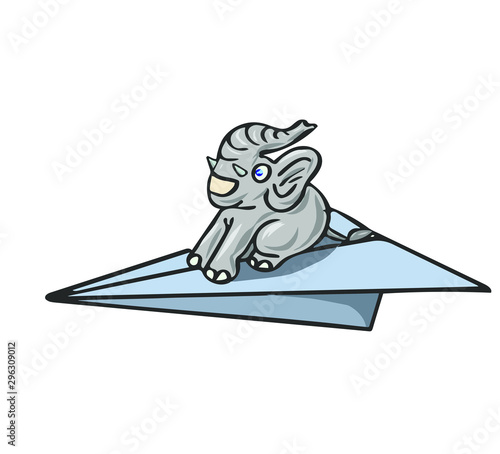 elefante en avioncito de papel