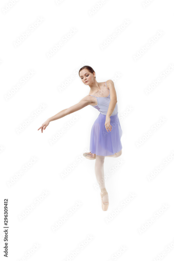 Actress Russian ballet,young ballet dancer performing complex elements on a white background ,awesome dance event demonstration