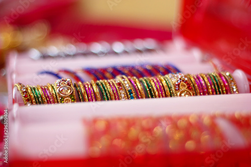 Indian traditional colorful bangle set in box  photo