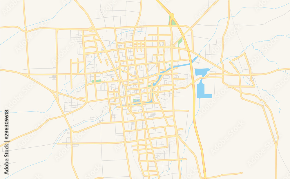 Printable street map of Tengzhou, China