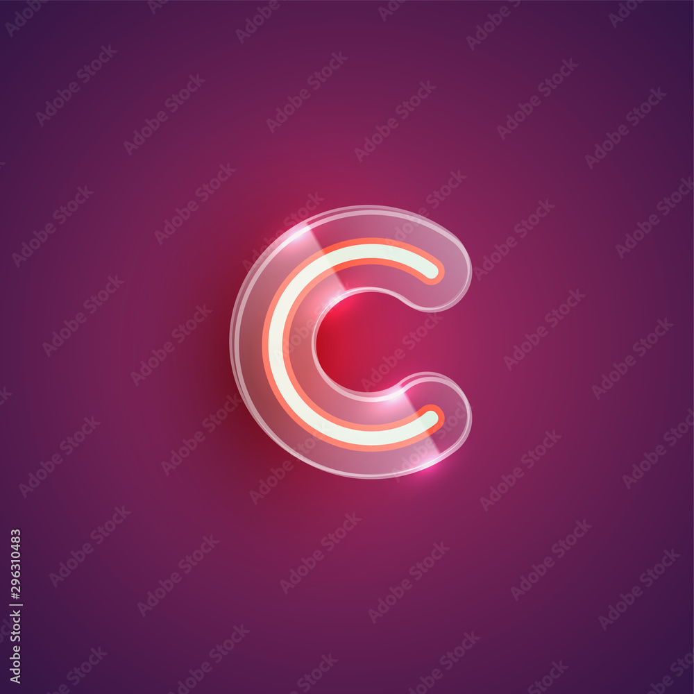 Realistic neon character with plastic case around, vector illustration Realistic neon character with plastic case around, vector illustration