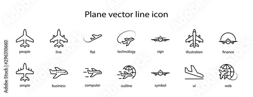 Set of Plane vector line icon. It contains symbols to aircraft, globe and more. Editable Stroke. 32x32 pixels.