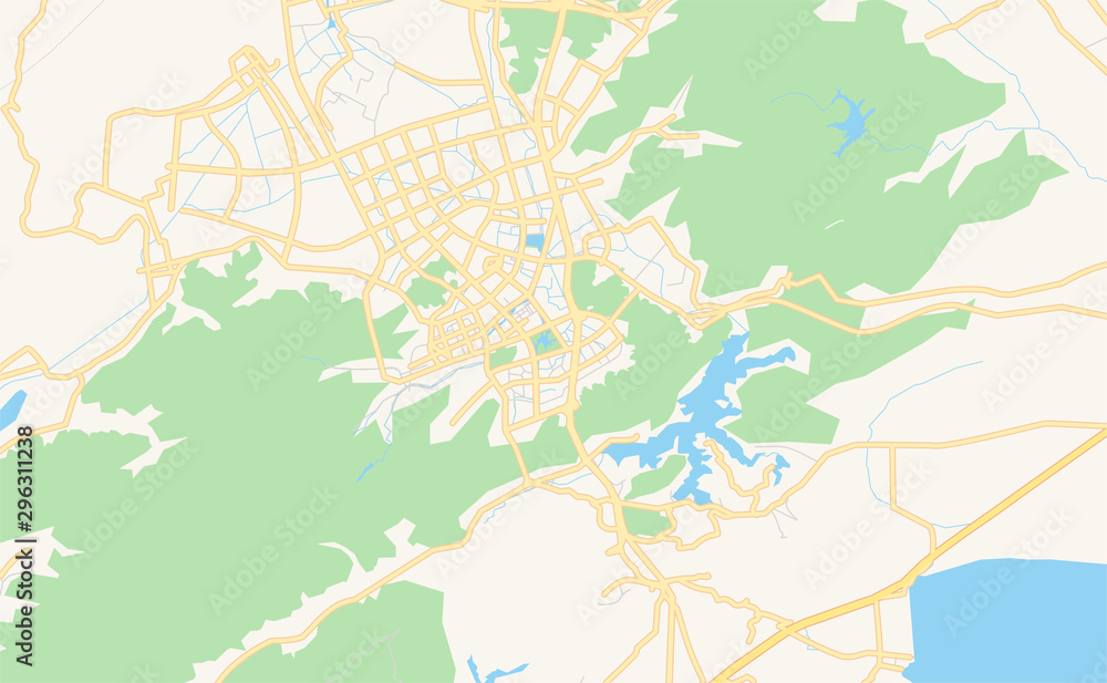 Fototapeta premium Printable street map of Wenling, China