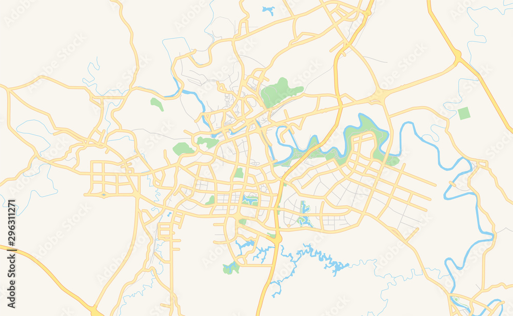 Printable street map of Zigong, China