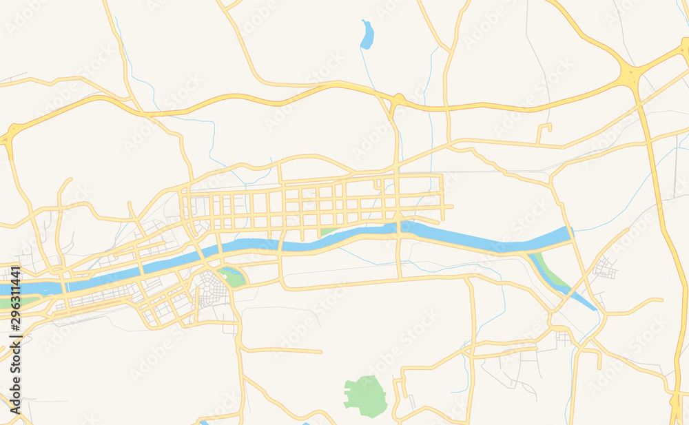 Naklejka premium Printable street map of Fushun, China