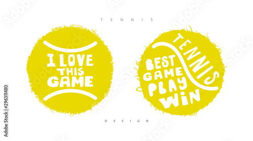 Vector tennis print design for t-shirts. Sport slogan, phrase "I love this game".