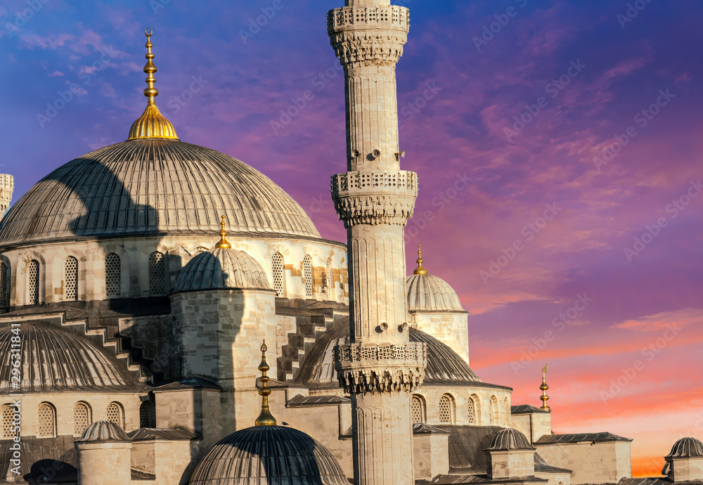 Blue Mosque in Istanbul at sunset