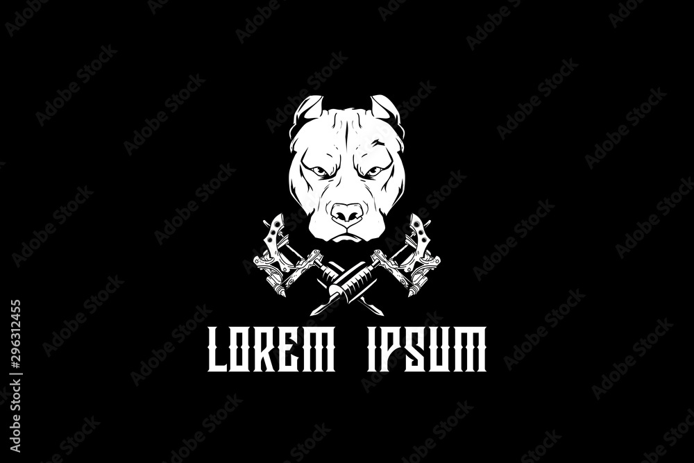 pitbull head with tattoo machine vector template pitbull head with tattoo machine vector template