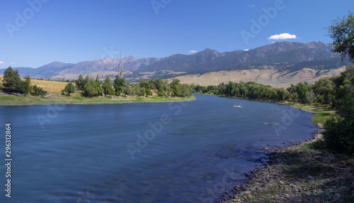 yellowstone river at sunrise near yellowstone park