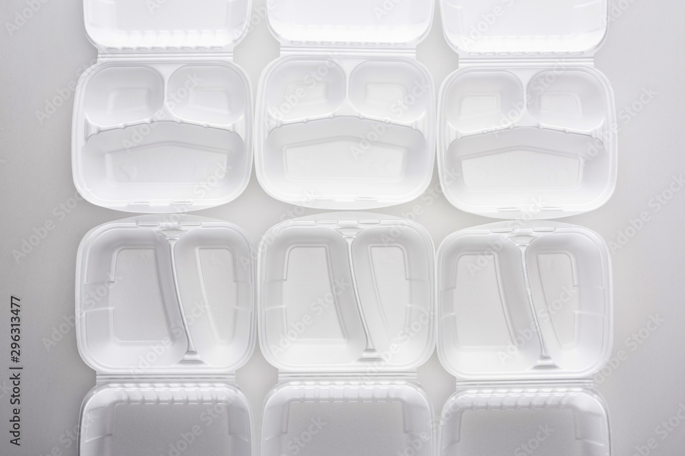 top view of empty eco packages on white background top view of empty eco packages on white background