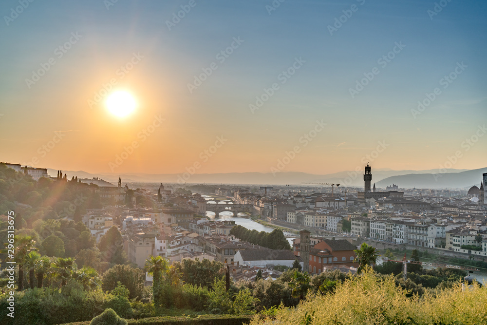 Bridges in Florence at Sunset - View Over Florence, Tuscany - 