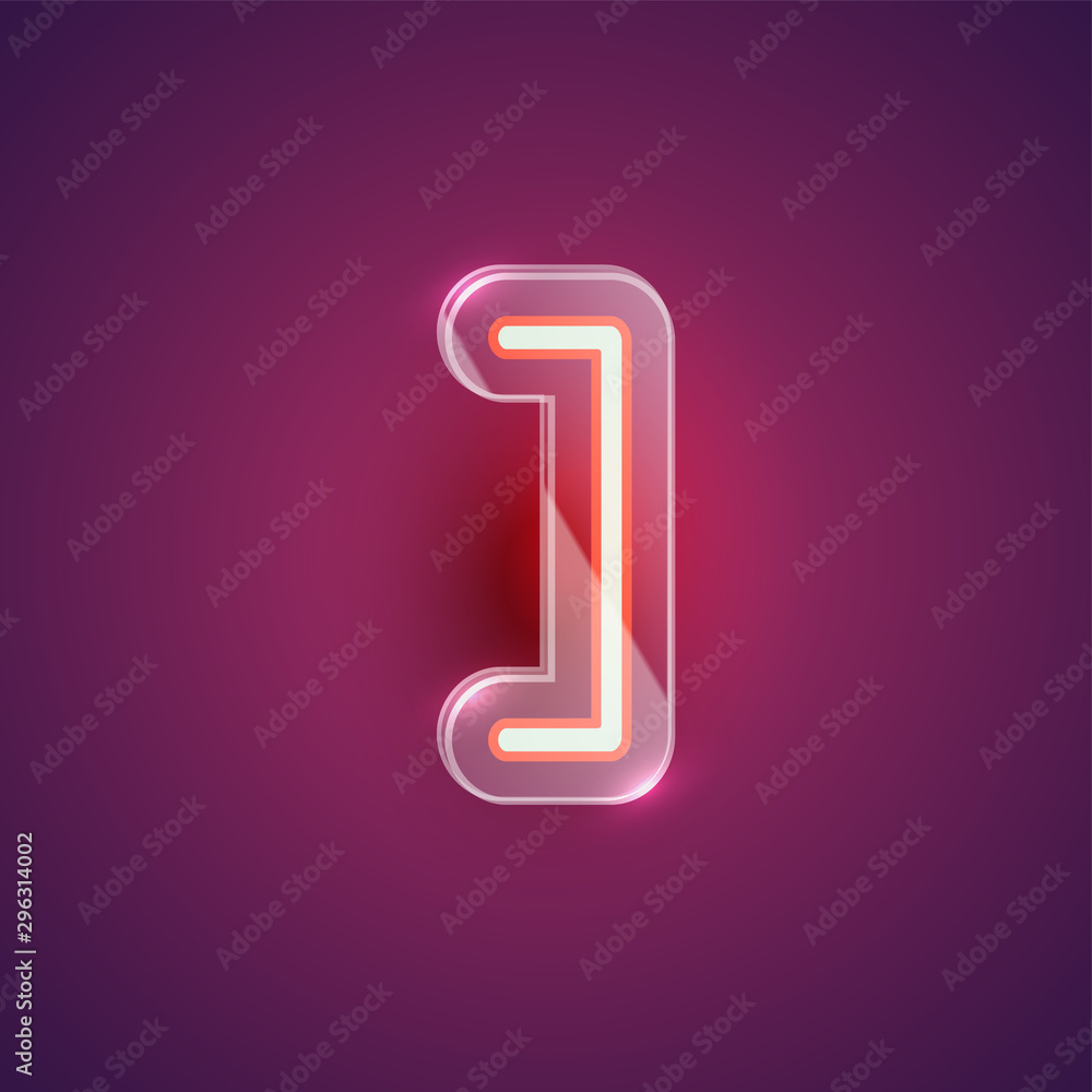 Realistic neon 'bracket' character with plastic case around, vector illustration Realistic neon 'bracket' character with plastic case around, vector illustration