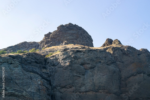 Kara-Dag mountains, view of the rocks from the sea, Crimea, Russia.