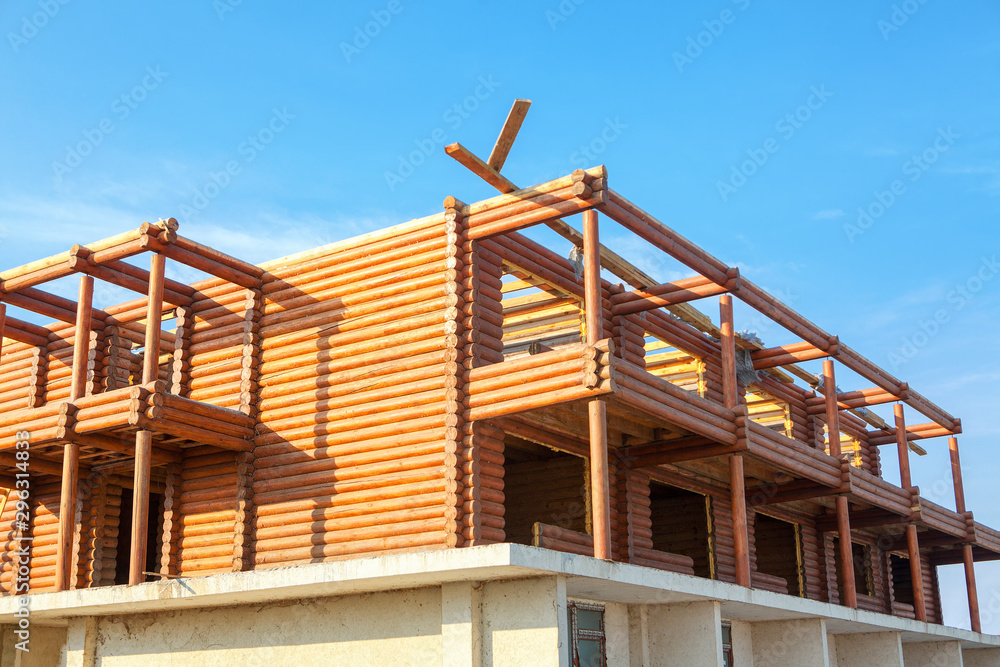 structure of log house under construction structure of log house under construction