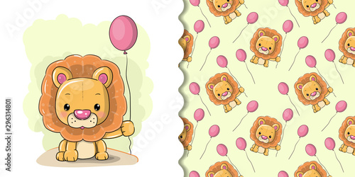 Cute Cartoon lion on a white background