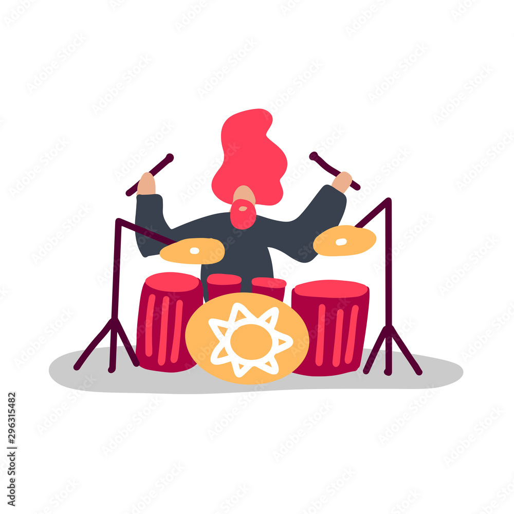Excited Drummer Playing Hard Rock Music with Sticks on Drums. Childish  Musician Character Performing on Stage with Percussion Instrument. Music  Star Entertainment Show Cartoon Flat Vector Illustration Stock Vector |  Adobe Stock