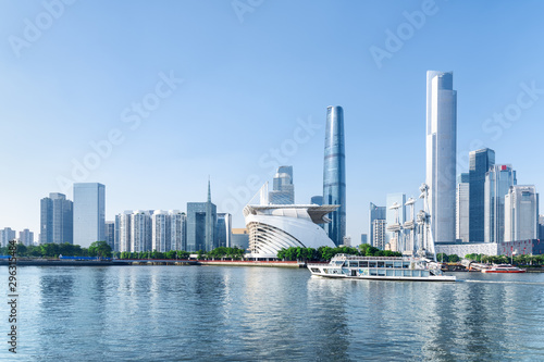 Scenic tourist boat sailing along the Pearl River in Guangzhou