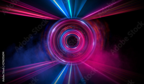 Futuristic neon circle on a...