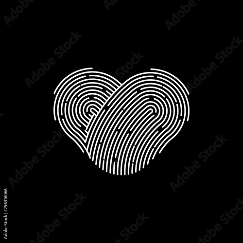 Fingerprint sign icon. Digital security authentication concept. Biometric authorization. Identification, fingerprint heart.