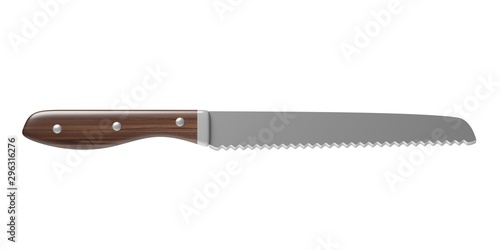 Bread knife isolated against white background. 3d illustration photo