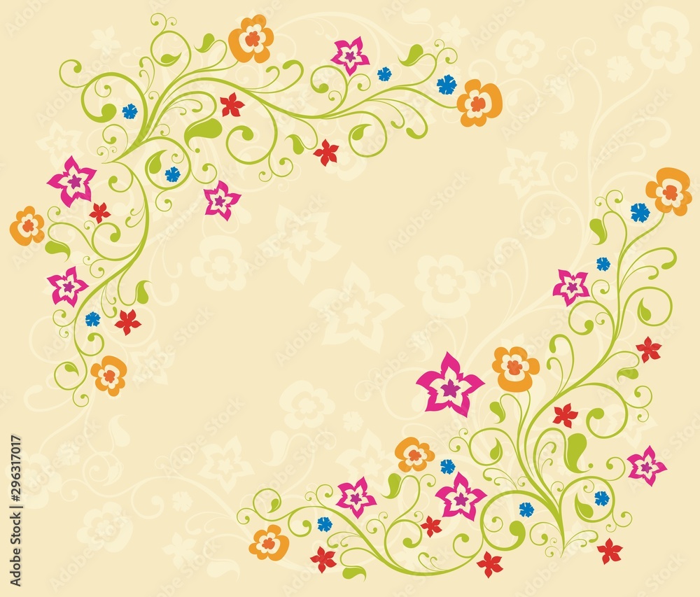 Fondo de trazos y flores