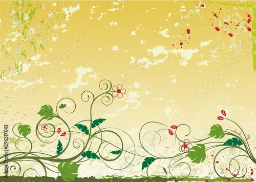 Fondo amarillo de trazos verdes