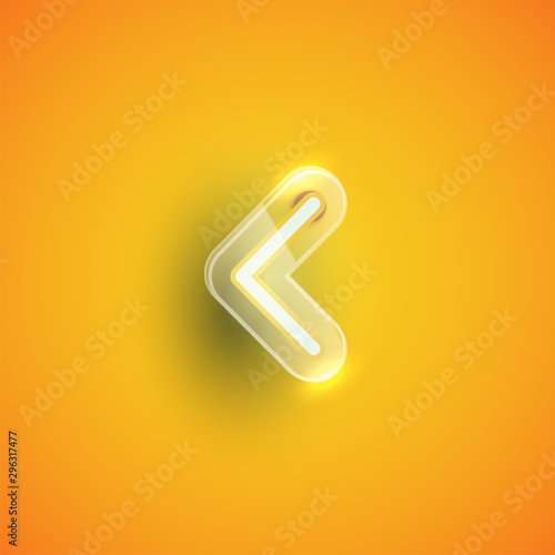Realistic neon 'guillemet' character with plastic case around, vector illustration © Sebestyen Balint
