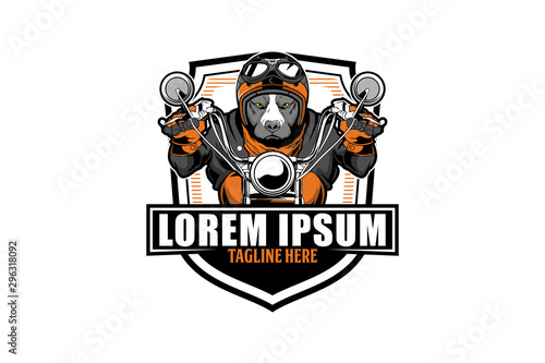 pitbull ride motorcycle vector badge logo template