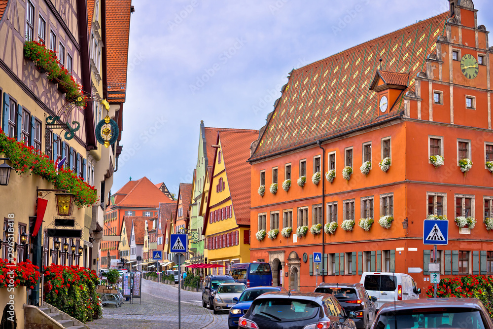 Colorful German facades of historic town of Dinkelsbuhl