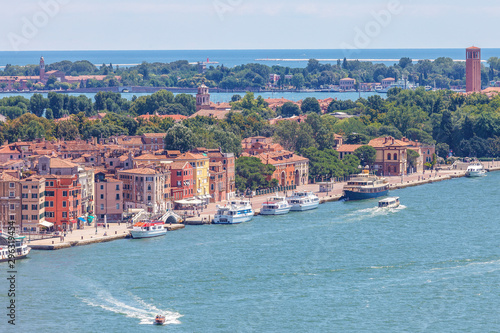 Panoramic view of Venice from the top of the tower at San Marco Square, Venice, Italy
