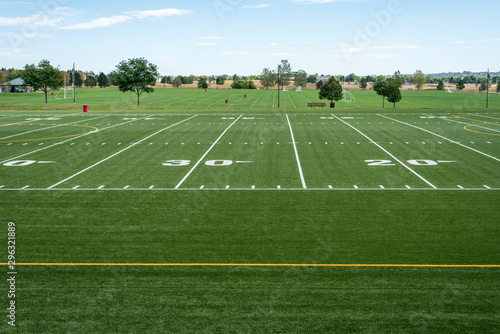 view of high school football and soccer fields