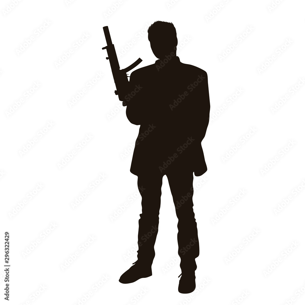 People Holding Firearms Silhouette People Holding Firearms Silhouette