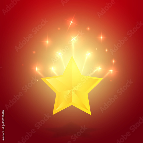 Five star golden rating, feedback creative vector illustration winning