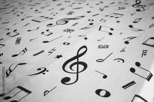 Obraz na plátně A bedcover background with musical signs and notes (Madeira, Portugal)