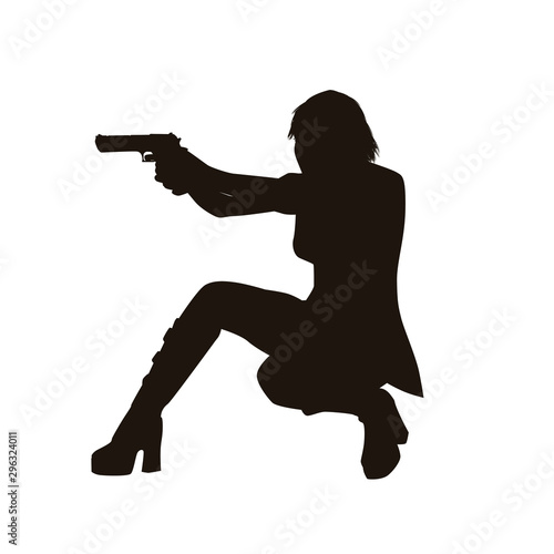 People Holding Firearms Silhouette